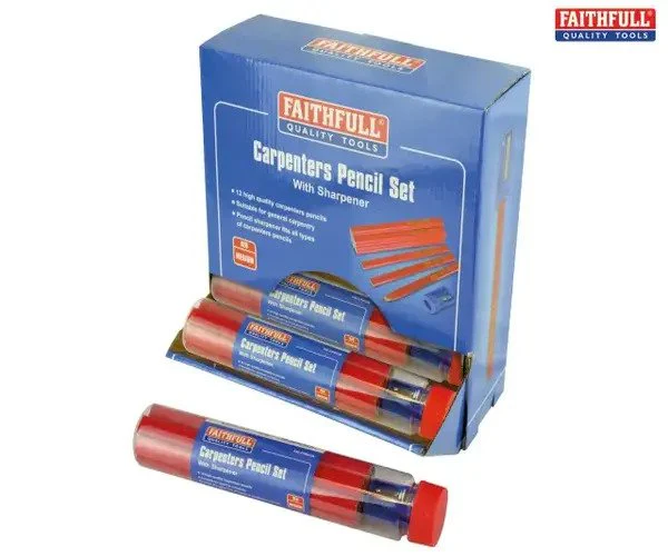 Faithfull Carpenters Pencils Red (12 x Tubes of 12 + Sharpener)