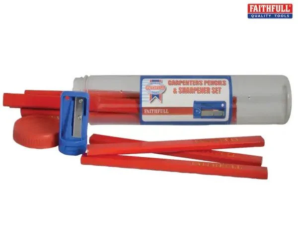 Faithfull Carpenters Pencils Red (12 x Tubes of 12 + Sharpener) - Image 2