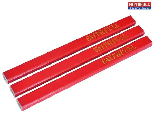 Faithfull Carpenter's Pencils - Red / Medium (Pack 3) - Image 2