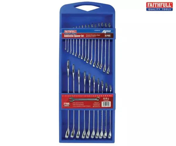 Faithfull Chrome Vanadium Comb Spanner Set, 25 Piece