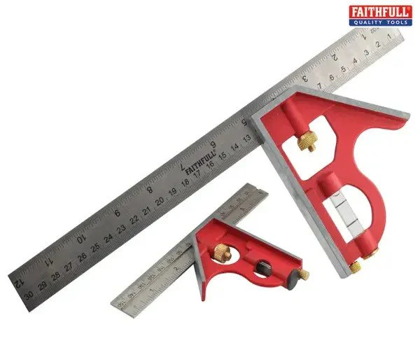 Faithfull Combination Square Twin Pack 150mm (6in) & 300mm (12in) - Image 2