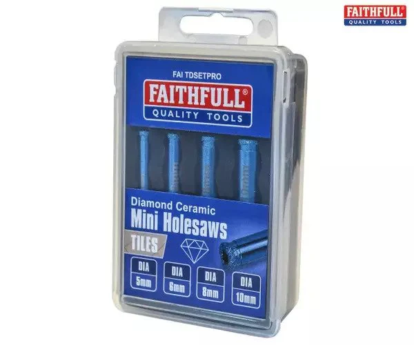 Faithfull Diamond Ceramic Mini Holesaw Set, 4 Piece