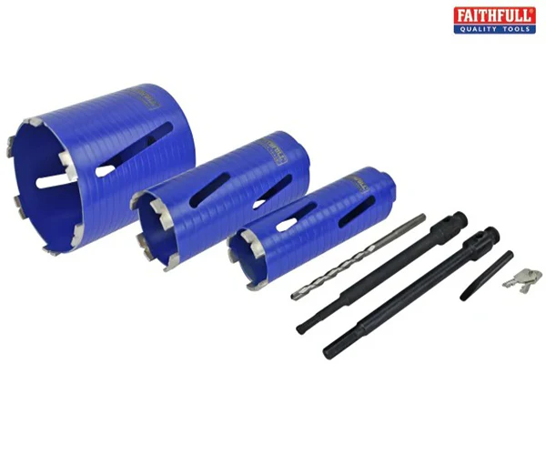 Faithfull Diamond Core Drill Kit & Case Set of 7
