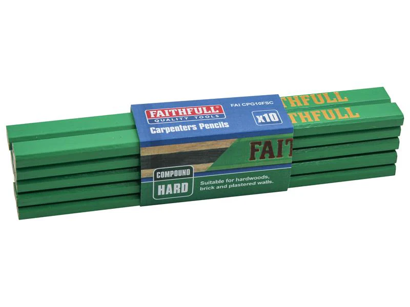 Faithfull FSC Carpenter's Pencils - Green / Hard (Pack 10) - Image 5