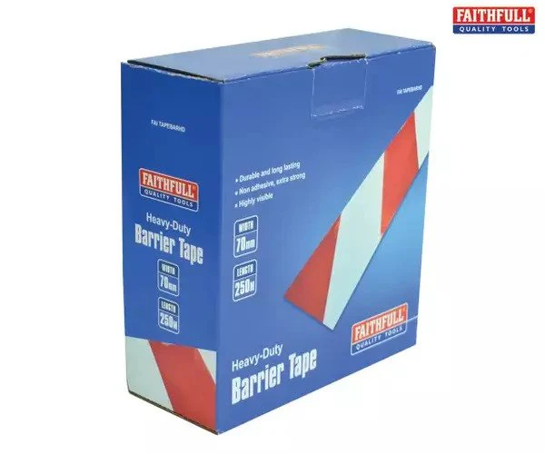 Faithfull Heavy-Duty Barrier Tape Red & White 70mm x 250m - Image 3