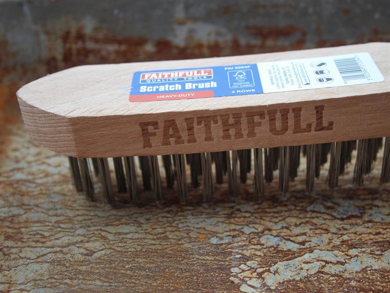 Faithfull Heavy-Duty Scratch Brush, Four Row - Image 3