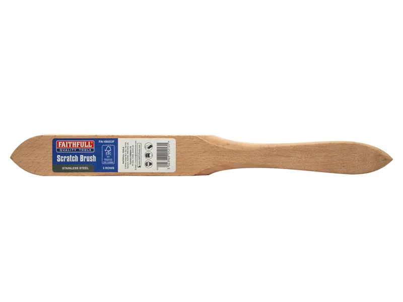 Faithfull Heavy-Duty Stainless Steel Scratch Brush, 3 Row - Image 4
