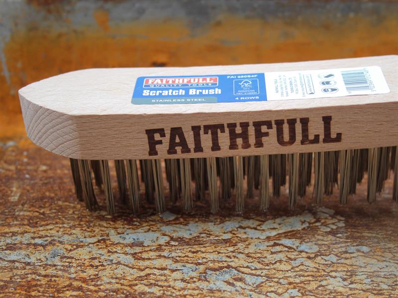 Faithfull Heavy-Duty Stainless Steel Scratch Brush, 4 Row - Image 3