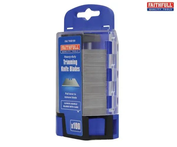 Faithfull Heavy-Duty Trimming Knife Blades (Box 100) in safe storage dispenser - Image 5