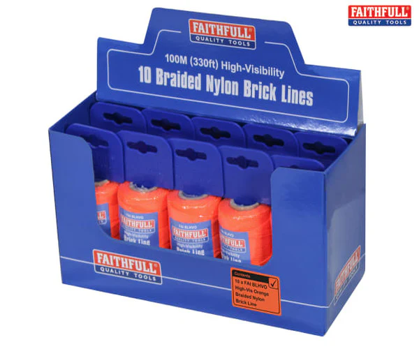Faithfull Hi-Vis Nylon Brick Line 100m (330ft) Orange - Image 2