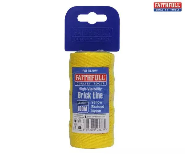 Faithfull Hi-Vis Nylon Brick Line 100m (330ft) Yellow - Image 2
