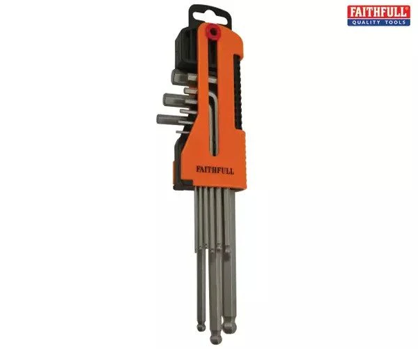 Faithfull Long Arm Ball End Hex Key Set, 9 Piece (1.5-10mm) - Image 2