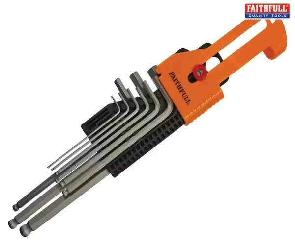 Faithfull Long Arm Ball End Hex Key Set, 9 Piece (1.5-10mm) - Image 3