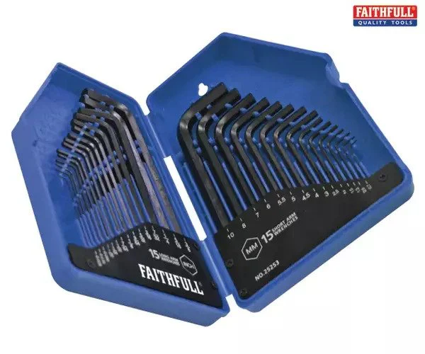 Faithfull Metric/Imperial Hex Key Set, 30 Piece (0.7-10mm 0.028-3/8in)