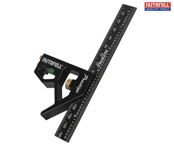 Faithfull Prestige Combination Square Black Aluminium 150mm (6in) - Image 2