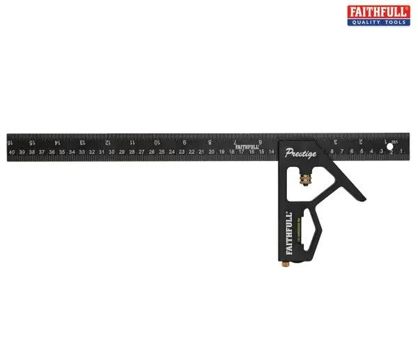 Faithfull Prestige Combination Square Black Aluminium 400mm (16in)