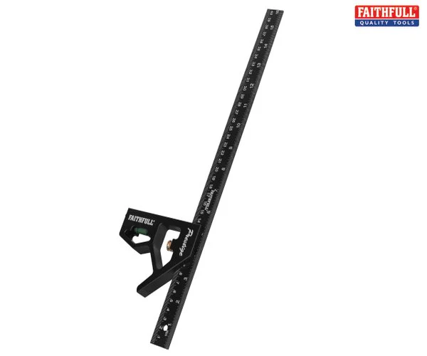 Faithfull Prestige Combination Square Black Aluminium 400mm (16in) - Image 2