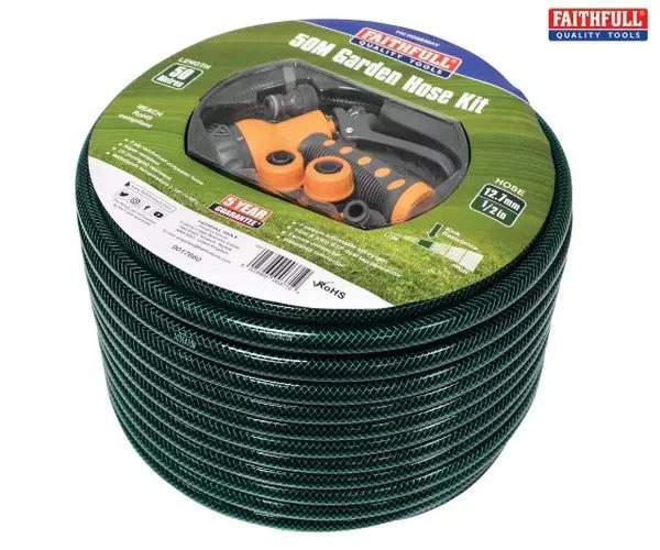 Faithfull PVC Garden Hose 50m with Fittings & Spray Gun - Image 2