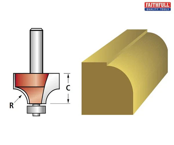 Faithfull Router Bit TCT Rounding Over 15.8mm x 9.5mm 1/4in Shank - Image 2