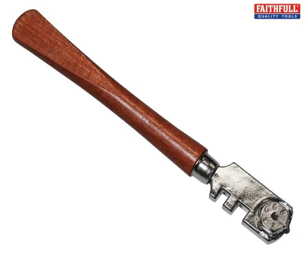 Faithfull Six Wheel Glasscutter Tungsten Carbide - Wood Handle