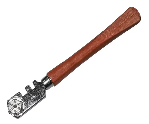 Faithfull Six Wheel Glasscutter Tungsten Carbide - Wood Handle - Image 2