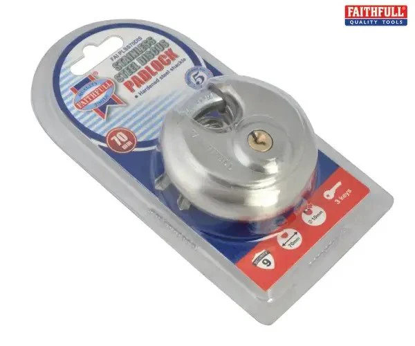 Faithfull Stainless Steel Discus Padlock 70mm - Image 5