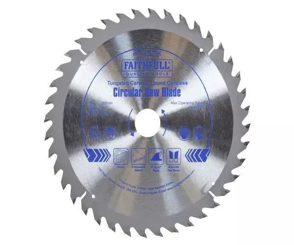 Faithfull TCT Cordless Trimsaw Blade 165 x 20mm x 40T POS