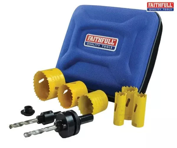 Faithfull Universal Varipitch Holesaw Electrician's Kit, 9 Piece 16-51mm