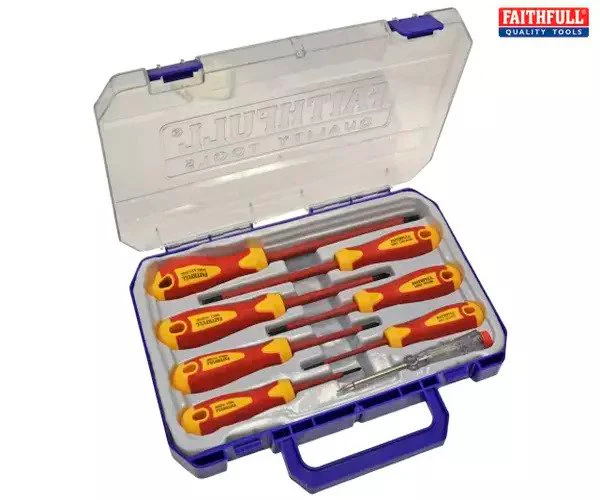 Faithfull VDE Soft Grip Screwdriver Set (Case), 8 Piece