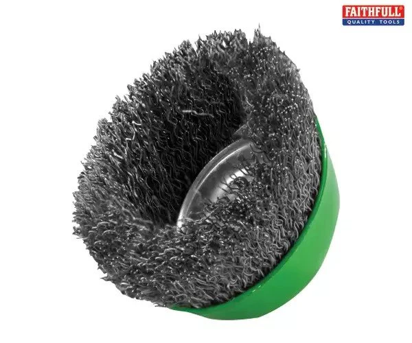 Faithfull Wire Cup Brush 75mm M14x2, 0.30mm Stainless Steel Wire - Image 2