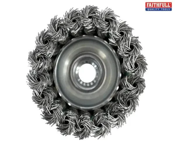 Faithfull Wire Cup Brush Twist Knot 65mm M14x2, 0.50mm Stainless Steel Wire - Image 3