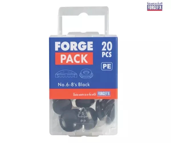 ForgeFix Domed Cover Cap Black No. 6-8 Forge Pack 20 - Image 2
