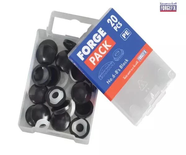 ForgeFix Domed Cover Cap Black No. 6-8 Forge Pack 20 - Image 3