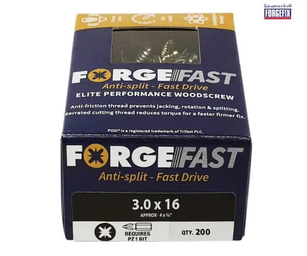 ForgeFix ForgeFast Pozi Compatible Elite Performance Wood Screw ZY 3.0 x 16mm Box 200 - Image 2