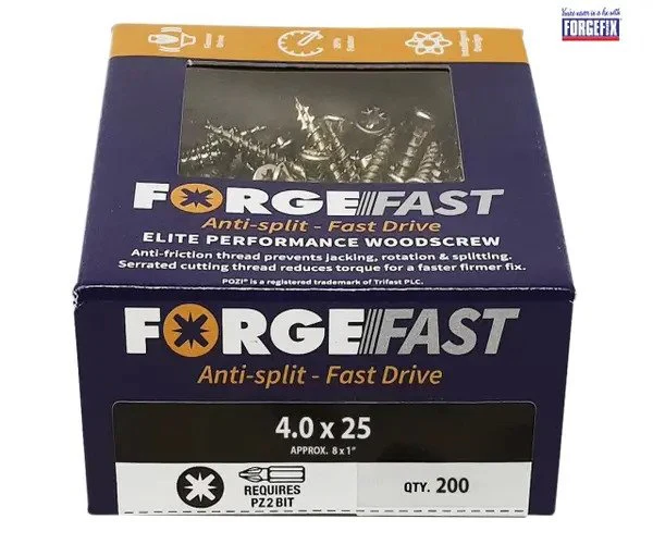 ForgeFix ForgeFast Pozi Compatible Elite Performance Wood Screw ZY 4.0 x 25mm Box 200 - Image 2