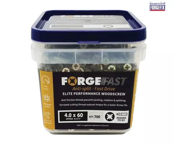 ForgeFix ForgeFast Pozi Compatible Elite Performance Wood Screw ZY 4.0 x 60mm Tub 700 - Image 2