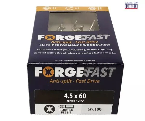 ForgeFix ForgeFast Pozi Compatible Elite Performance Wood Screw ZY 4.5 x 60 mm Box 100 - Image 2