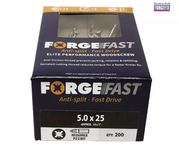 ForgeFix ForgeFast Pozi Compatible Elite Performance Wood Screw ZY 5.0 x 25mm Box 200 - Image 2