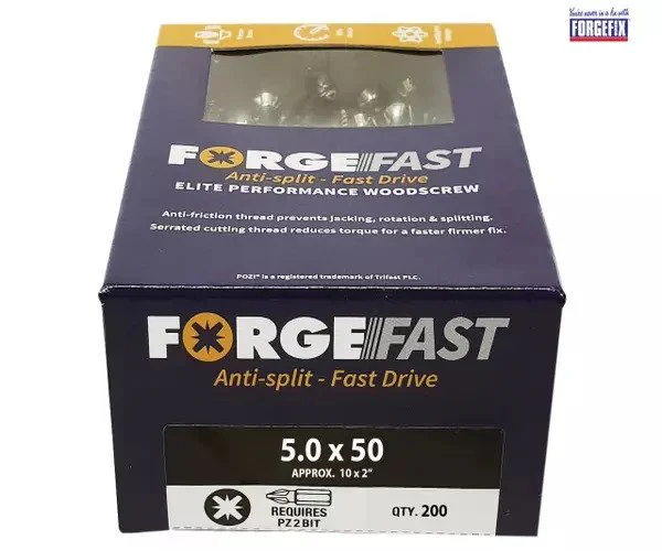 ForgeFix ForgeFast Pozi Compatible Elite Performance Wood Screw ZY 5.0 x 50mm Box 200 - Image 2
