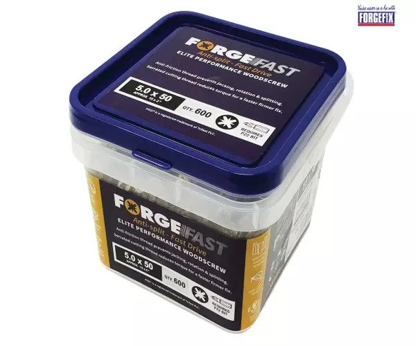 ForgeFix ForgeFast Pozi Compatible Elite Performance Wood Screw ZY 5.0 x 50mm Tub 600 - Image 3