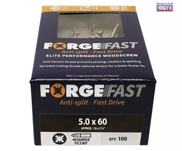 ForgeFix ForgeFast Pozi Compatible Elite Performance Wood Screw ZY 5.0 x 60mm Box 100 - Image 2