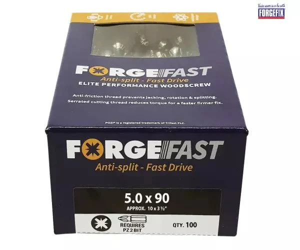ForgeFix ForgeFast Pozi Compatible Elite Performance Wood Screw ZY 5.0 x 90mm Box 100 - Image 2