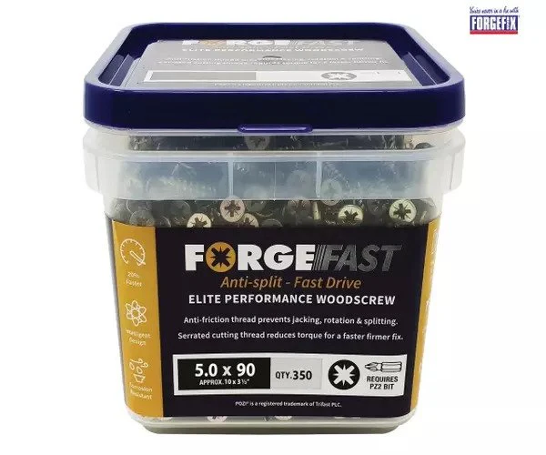 ForgeFix ForgeFast Pozi Compatible Elite Performance Wood Screw ZY 5.0 x 90mm Tub 350 - Image 2