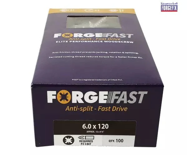 ForgeFix ForgeFast Pozi Compatible Elite Performance Wood Screw ZY 6.0 x 120mm Box 100 - Image 2