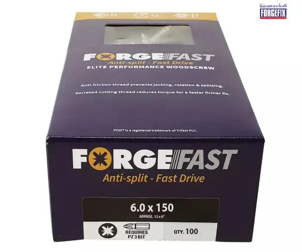 ForgeFix ForgeFast Pozi Compatible Elite Performance Wood Screw ZY 6.0 x 150mm Box 100 - Image 2