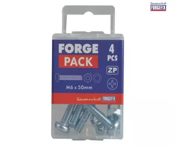 ForgeFix Machine Screw Pozi Compatible Pan Head ZP M6 x 50mm Forge Pack 4 - Image 2