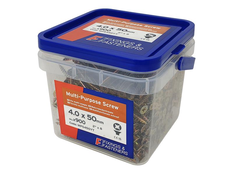 ForgeFix Multi-Purpose Pozi Compatible Screw CSK ST ZYP 4.0 x 50mm Tub 900