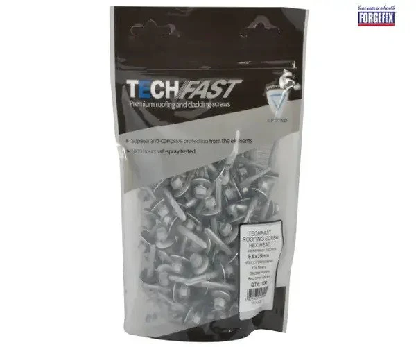 ForgeFix TechFast Hex Head Roofing Screw Self-Drill Heavy Section 5.5 x 35mm Pack 100 - Image 2