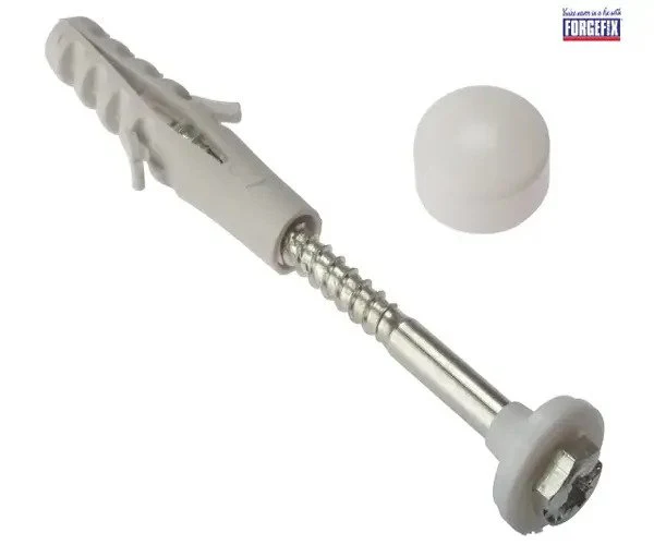 ForgeFix W.C. Fixing Kit White Cap M6 x 80mm (1 Pair) - Image 2