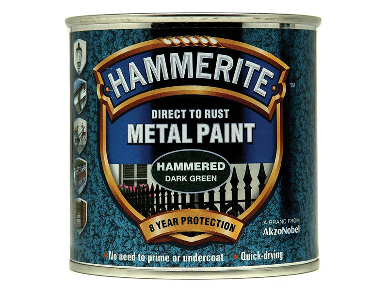 Hammerite  Direct to Rust Hammered Finish Metal Paint Dark Green 250ml
